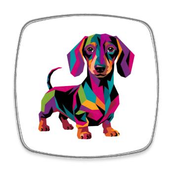 Colorful Geometric Dachshund Dog - Square fridge magnet - white - Front