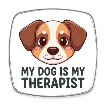 My Dog Is My Therapist – Hunde Liebe - Square fridge magnet - white - Front