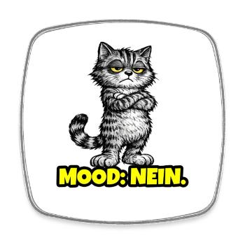 Mood: Nein. – Grumpy Katze (Chef Vibes) - Viereckiger Kühlschrankmagnet - Weiß - Vorne