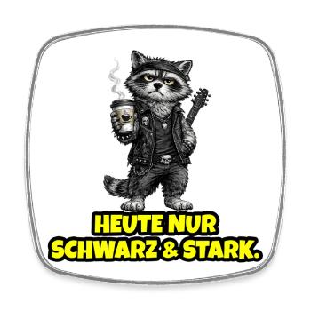 Heute nur Schwarz & Stark – Rock Waschbär - Viereckiger Kühlschrankmagnet - Weiß - Vorne