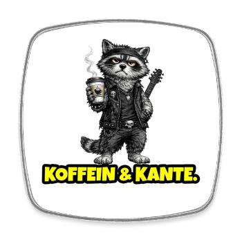 Koffein & Kante – Rock Waschbär (Sketch) - Viereckiger Kühlschrankmagnet - Weiß - Vorne