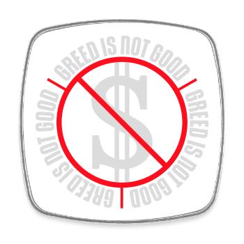 Greed Is Not Good Anti-Capitalism Statement Protest - Square fridge magnet - white - Front