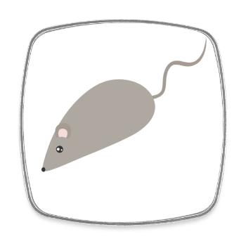 Graue Maus Minimalistische Skizze - Viereckiger Kühlschrankmagnet - Weiß - Vorne