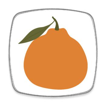 Orange minimaliste avec feuille - Magnet carré - blanc - Devant