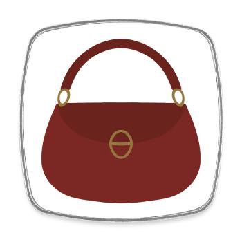 Crimson Handbag Silhouette - Square fridge magnet - white - Front