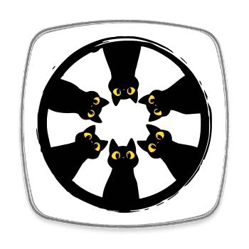Cat Gaze Circle: Eyes from the Darkness - Square fridge magnet - white - Front