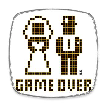Game Over (Mariage Enterrement de vie de garçon : couple marié Pixel / 2C) - Magnet carré - blanc - Devant