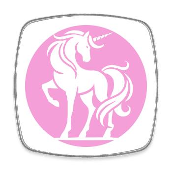 Cercle de la silhouette de la licorne rose - Magnet carré - blanc - Devant