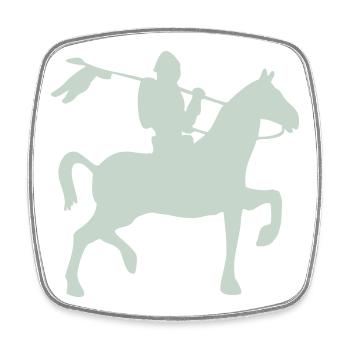 Ritter Krieger auf ein Pferd - Viereckiger Kühlschrankmagnet - Weiß - Vorne
