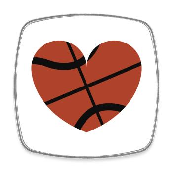 Cœur du basket-ball - Magnet carré - blanc - Devant