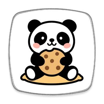 Kawaii Panda Foodie – niedliches Design - Viereckiger Kühlschrankmagnet - Weiß - Vorne