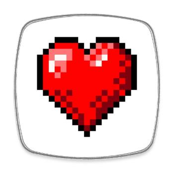 Pixel Art Retro Single Heart - Square fridge magnet - white - Front
