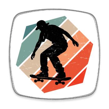 Vintage skateboarding design for skaters - Square fridge magnet - white - Front