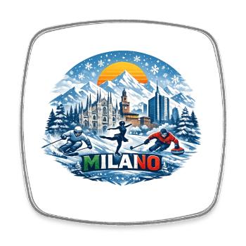 Icône des sports d’hiver milanais - Magnet carré - blanc - Devant