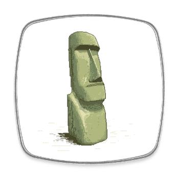 Statue rétro en pixel art Moai de l’île de Pâques - Magnet carré - blanc - Devant