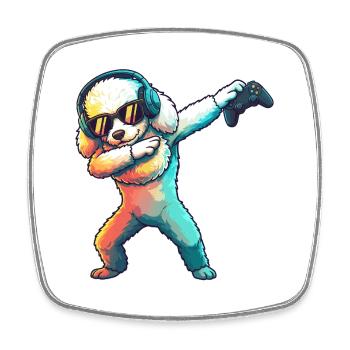 Gamer Caniche Dog Jouant aux jeux vidéo Art - Magnet carré - blanc - Devant