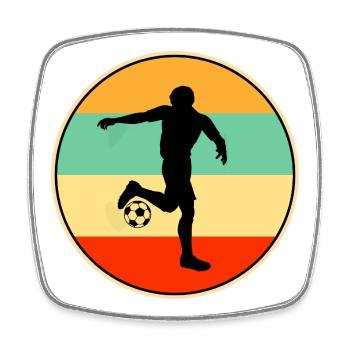 Retro Footballer Silhouette Vintage Football - Square fridge magnet - white - Front