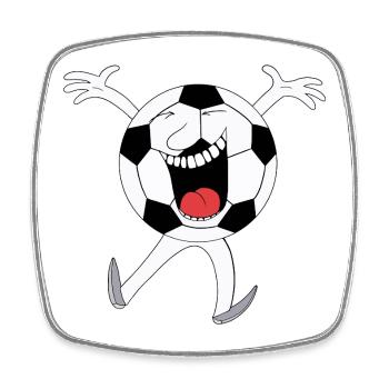 Lachendes Fußball-Maskottchen - Viereckiger Kühlschrankmagnet - Weiß - Vorne