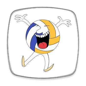 Volley Cheer Maskottchen - Viereckiger Kühlschrankmagnet - Weiß - Vorne