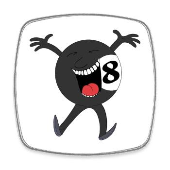 Laughing Eightball Mascot - Square fridge magnet - white - Front