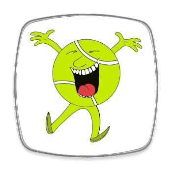 Lebendiges Neon-Tennisball-Maskottchen - Viereckiger Kühlschrankmagnet - Weiß - Vorne