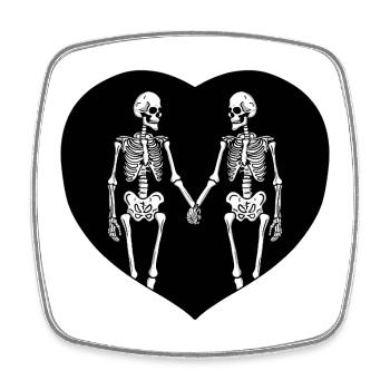 Skeleton Lovers Heart - Square fridge magnet - white - Front
