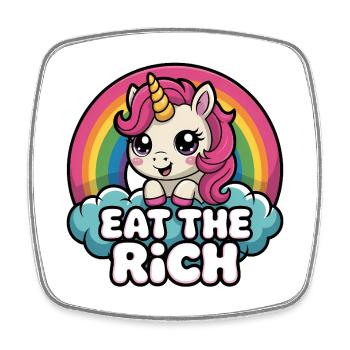 Mangez les riches – Design socialisme amusant - Magnet carré - blanc - Devant