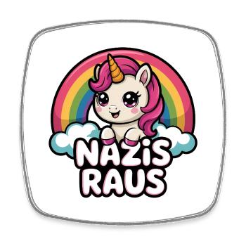 Nazis Raus - Antifa Einhorn Tee - Viereckiger Kühlschrankmagnet - Weiß - Vorne