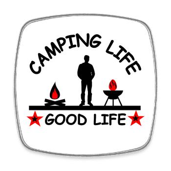Camping - Viereckiger Kühlschrankmagnet - Weiß - Vorne