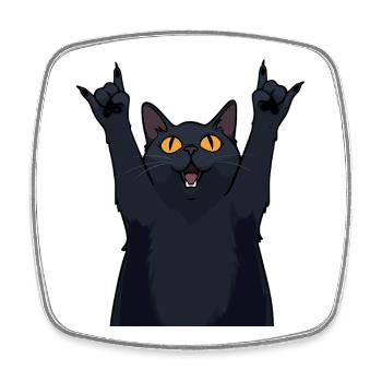 Metal Cat – Black Cat montre des cornes - Magnet carré - blanc - Devant