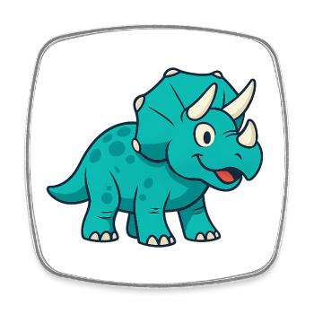 Fröhlicher Dino Triceratops - Viereckiger Kühlschrankmagnet - Weiß - Vorne