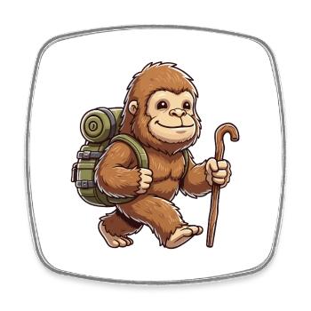 Niedliches Wandern Bigfoot Sasquatch Trekking Kunst - Viereckiger Kühlschrankmagnet - Weiß - Vorne