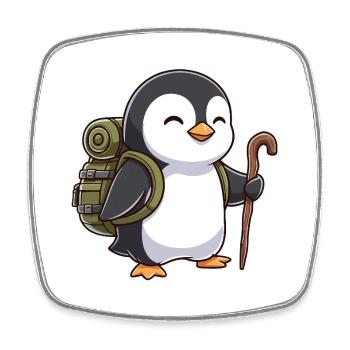 Niedliches Wandern, Pinguin-Vogel-Trekkingkunst - Viereckiger Kühlschrankmagnet - Weiß - Vorne