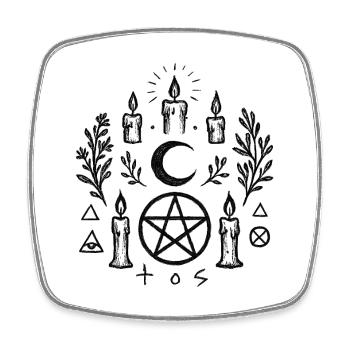 Mondpentagramm Kerzenritual - Viereckiger Kühlschrankmagnet - Weiß - Vorne