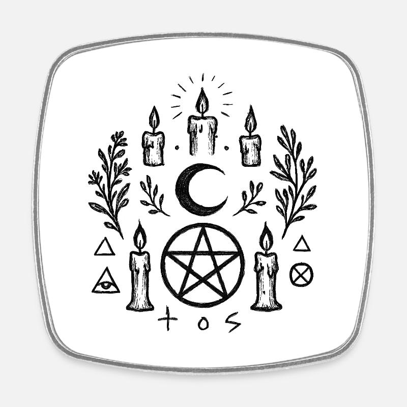 Rituel de la Bougie du Pentagramme Lunaire - Magnet carré - blanc