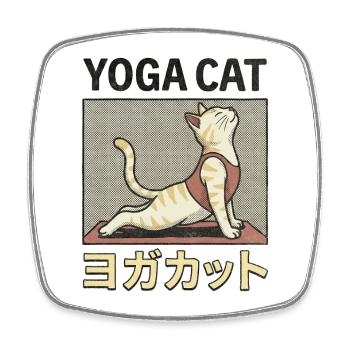 Yoga Cat - Viereckiger Kühlschrankmagnet - Weiß - Vorne