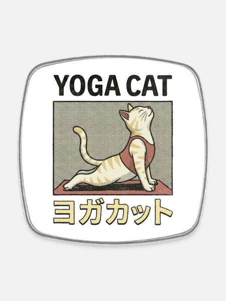 Yoga Cat - Square fridge magnet - white