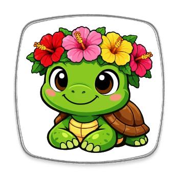Blossom-crowned turtle - Square fridge magnet - white - Front