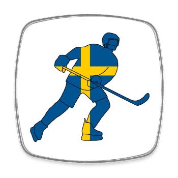 Eishockeyspieler mit schwedischer Flagge - Viereckiger Kühlschrankmagnet - Weiß - Vorne
