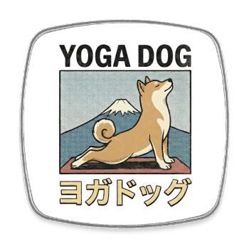 Yoga Dog - Viereckiger Kühlschrankmagnet - Weiß - Vorne