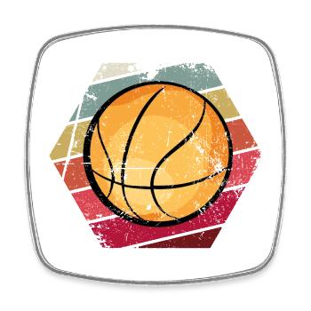 Basket-ball vintage - Magnet carré - blanc - Devant