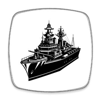Schlachtschiff - Viereckiger Kühlschrankmagnet - Weiß - Vorne