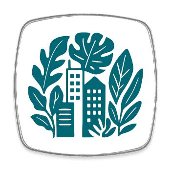 Green cityscape UrbanMix - Square fridge magnet - white - Front