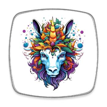 Kaleidoscopic unicorn portrait - Square fridge magnet - white - Front