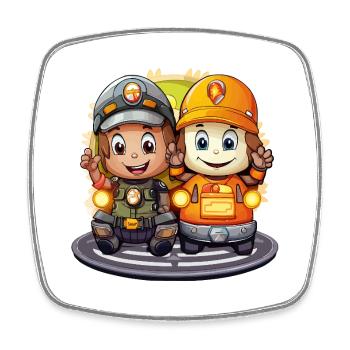 Two Mine Heroes - Square fridge magnet - white - Front