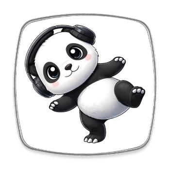 Süßer Panda mit Kopfhörern tanzen Musik Techno - Viereckiger Kühlschrankmagnet - Weiß - Vorne