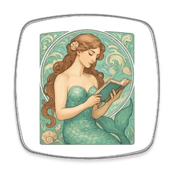 Lecture Art nouveau des sirènes - Magnet carré - blanc - Devant