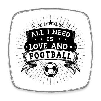 All i need is love and Football - black - Viereckiger Kühlschrankmagnet - Weiß - Vorne