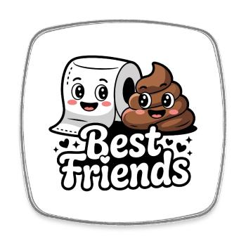 Meilleurs amis : papier toilette et caca - Magnet carré - blanc - Devant