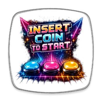 Retro Arcade Neon – Insert Coin - Square fridge magnet - white - Front